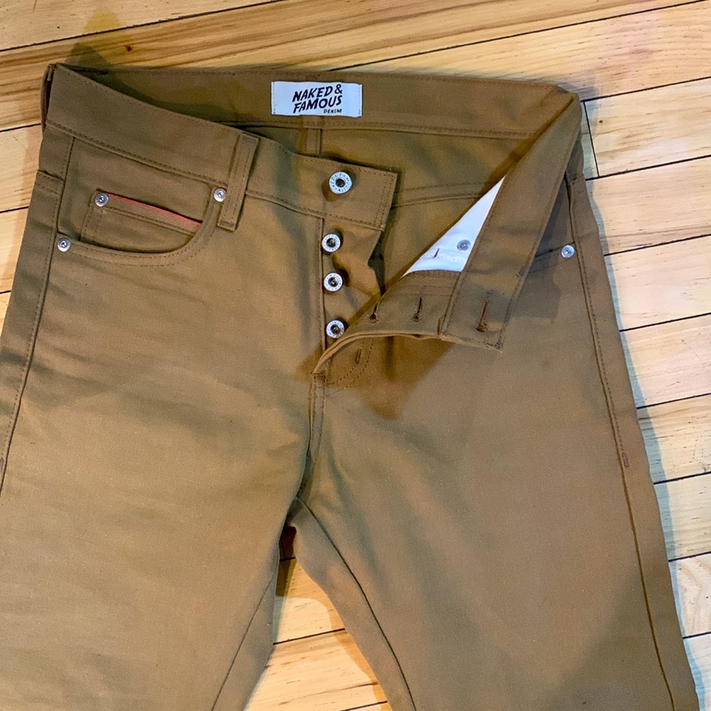 NAKED & FAMOUS- EUC! Men’s Weirdguy Duck Canvas Selvedge Slim/Straight Leg-29x33